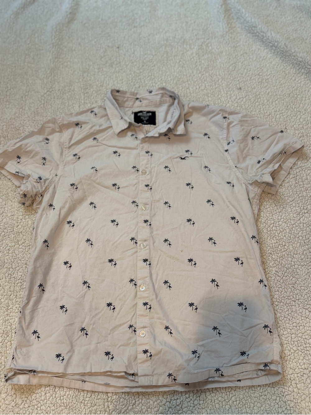 Hollister Beige Short-Sleeve Button-Down